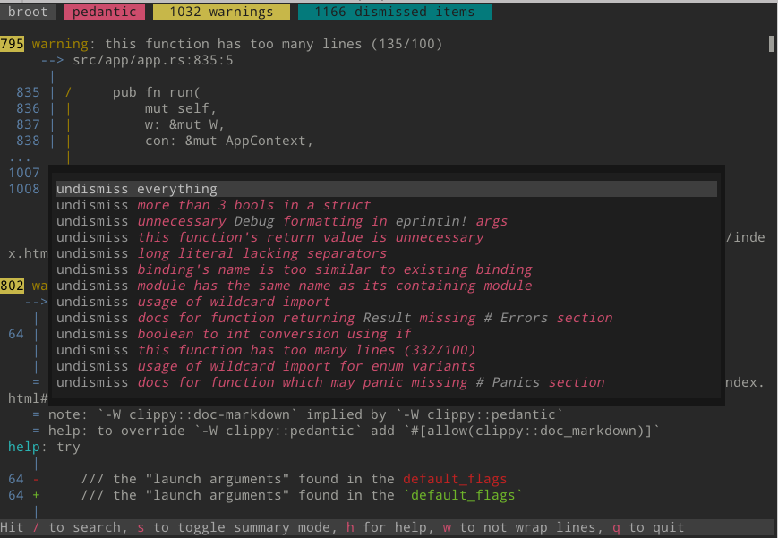 undismiss menu